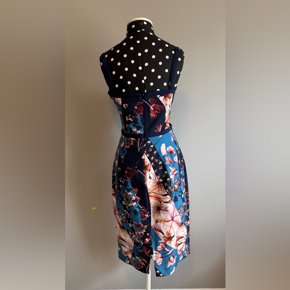 NWT Black Halo Blue and Pink Daria Sheath Midi Dress - Picture 3 of 7